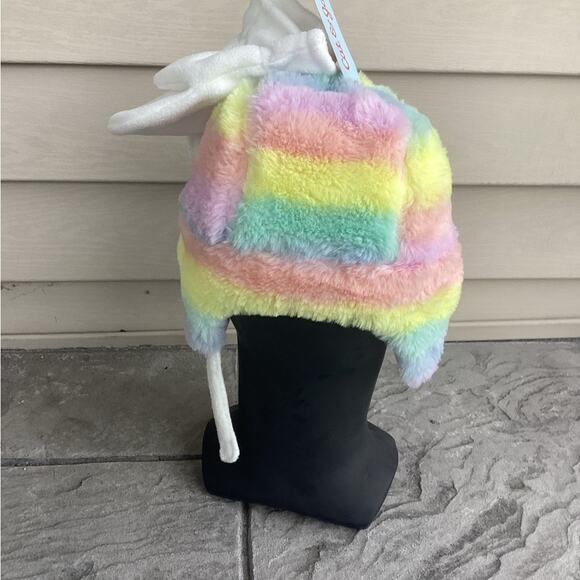 Cat and Jack Multicolored Warm Hat With Flaps and White Mittens 12-24 Months NWT - Picture 3 of 4